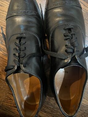 Black Leather Men's Lace-Up Oxford Dress Shoes